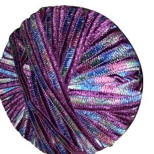Filati FF BEACH Silky Nylon Blend Bulky Multicolor Ribbon Yarn Purple Blue